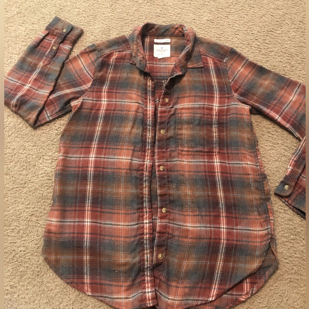 WOMENS AMAZINGLY SOFT AMERICAN EAGLE BRAND FLANNEL TOP SIZE SMALL